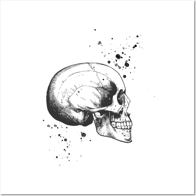 Skull Art • Illustration With Splashes Wall Art by Rike Mayer